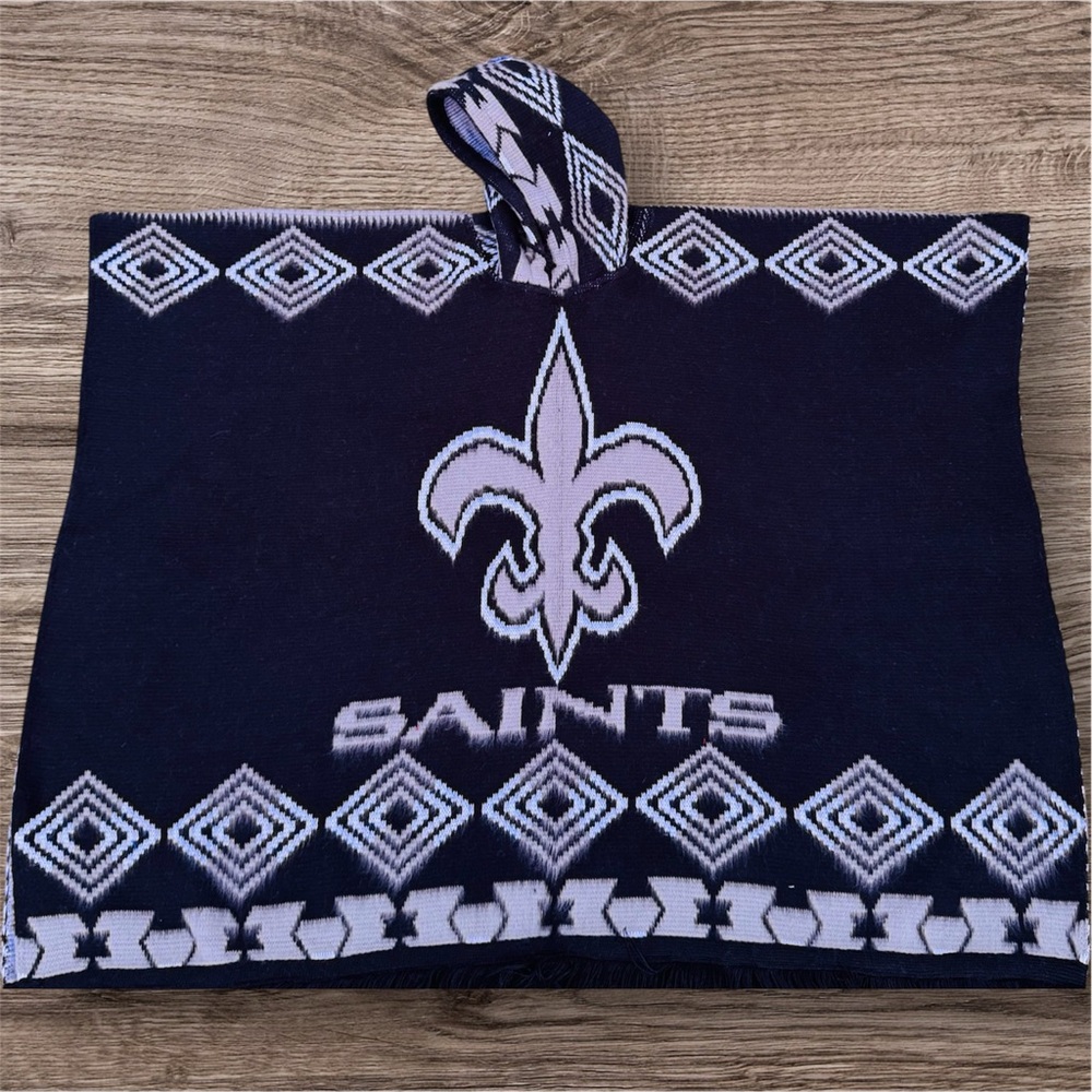 New Orleans Saints inspired alpaca poncho, hooded,unisex,one size.